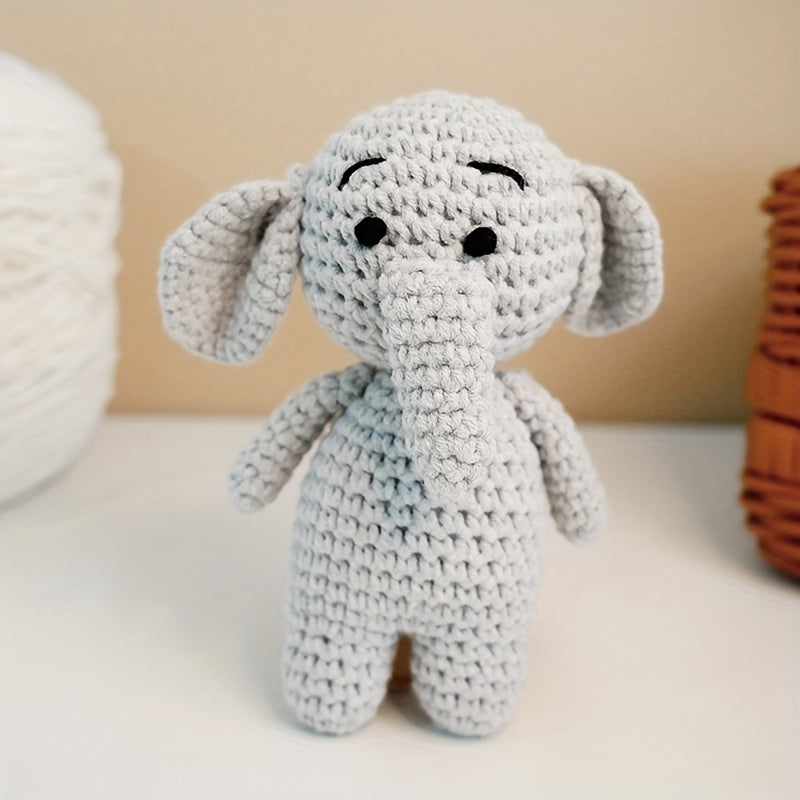 Handcrafted Crochet Animal Plush Toys - Elephant, Lion & Bunny - Soft Cotton Play Dolls in Khaki/Grey/White - Perfect Keepsake Gift