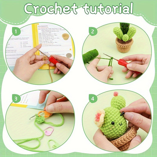 6pcs Mixed Crochet Starter Kit, Crochet Kit For Beginners, Beginner Crochet Kit For Adults, With Crochet Hooks, Yarn, Polyester Fiber, Stitch Markers, Plastic Eyes And Instructions