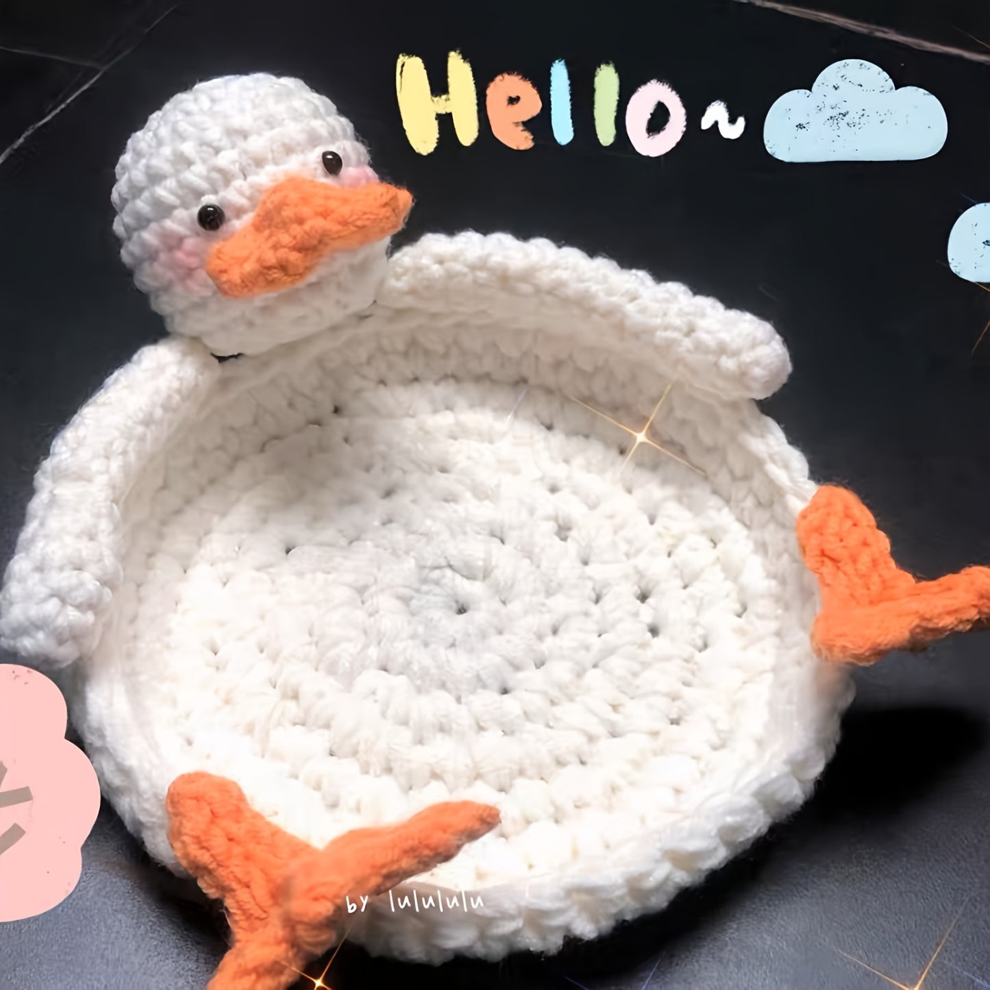 Whimsical Handmade Crochet Duck Coaster Set - Vibrant Fun Animal Mug Rug for Home Decor, Creative Knitted Housewarming Gift for Daughter, Mom, Teacher, and More - Soft Fabric Material, Suitable for Ages 14+, Pack of 1
