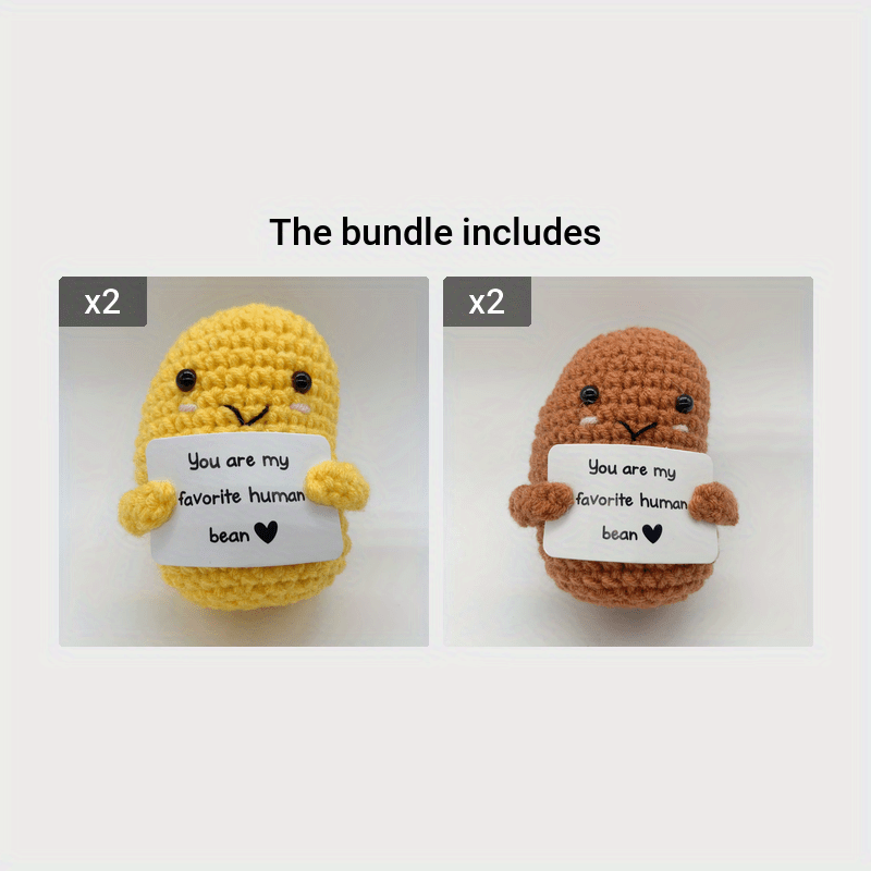 1pcs, Positive Bean, Positive Affirmation Gifts, Crochet Positive Bean, Funny Unique Crochet Plush Gift, Birthday Gifts You Are My Favorite Human Bean! (Without Box) Christmas, Halloween Gift
