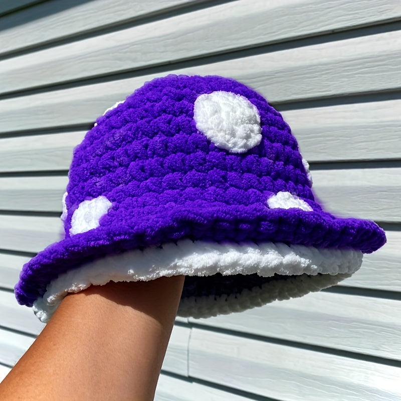 Handmade Crochet Mushroom Beanie Hat - Cozy Winter Bucket Hat For Babies