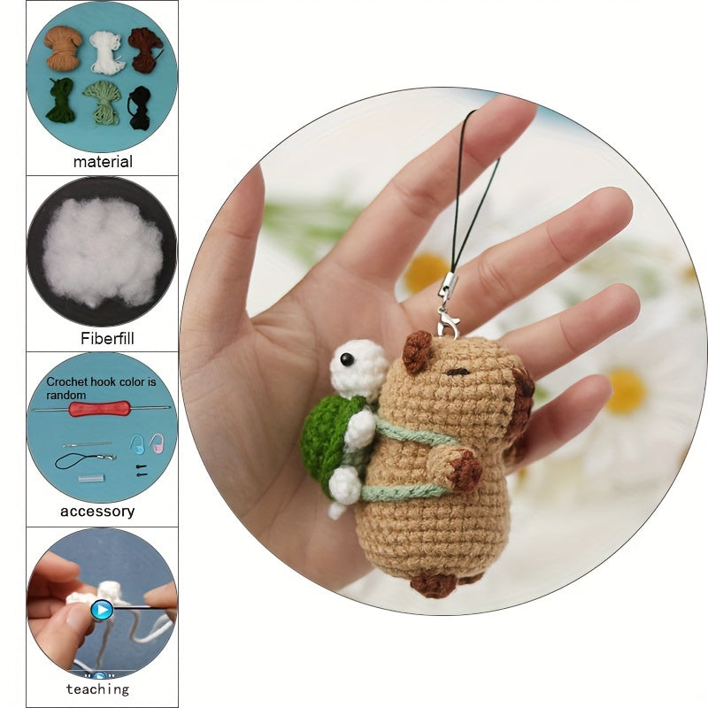 Cute Amigurumi Friends Kit - Handmade DIY Crochet Animal Set with Multicolor Nylon Material, Perfect for All Seasons and Skill Levels - Easy-to-Follow Instructions and High-Quality Craft Supplies Included