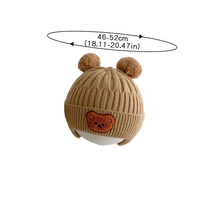 1pc Cute Bear Ear Youngsters Beanie Cap - Cozy Knitted Winter Hat for Youngsters, Boys & Girls | Warm, Soft Crochet Design with Adorable Bear Patch | Stretch Fit 8 Months-4 Years | Hand Washable, Youngsters Hat