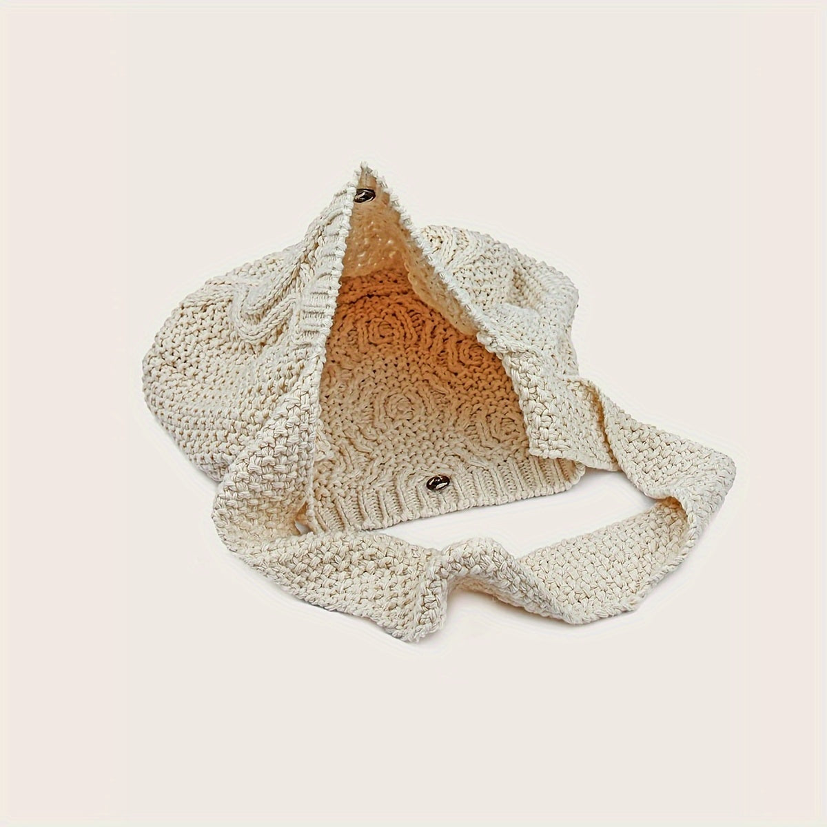 Large Capacity Literary Crochet Shoulder Bag, Women's Simple Woven Handbag for Shopping