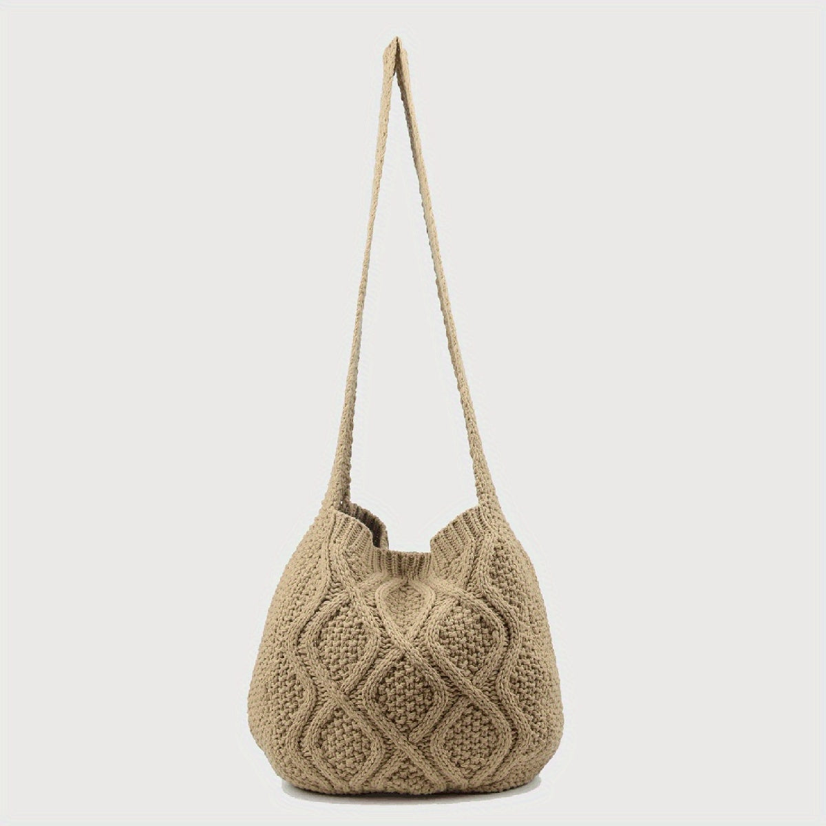 Large Capacity Literary Crochet Shoulder Bag, Women's Simple Woven Handbag for Shopping