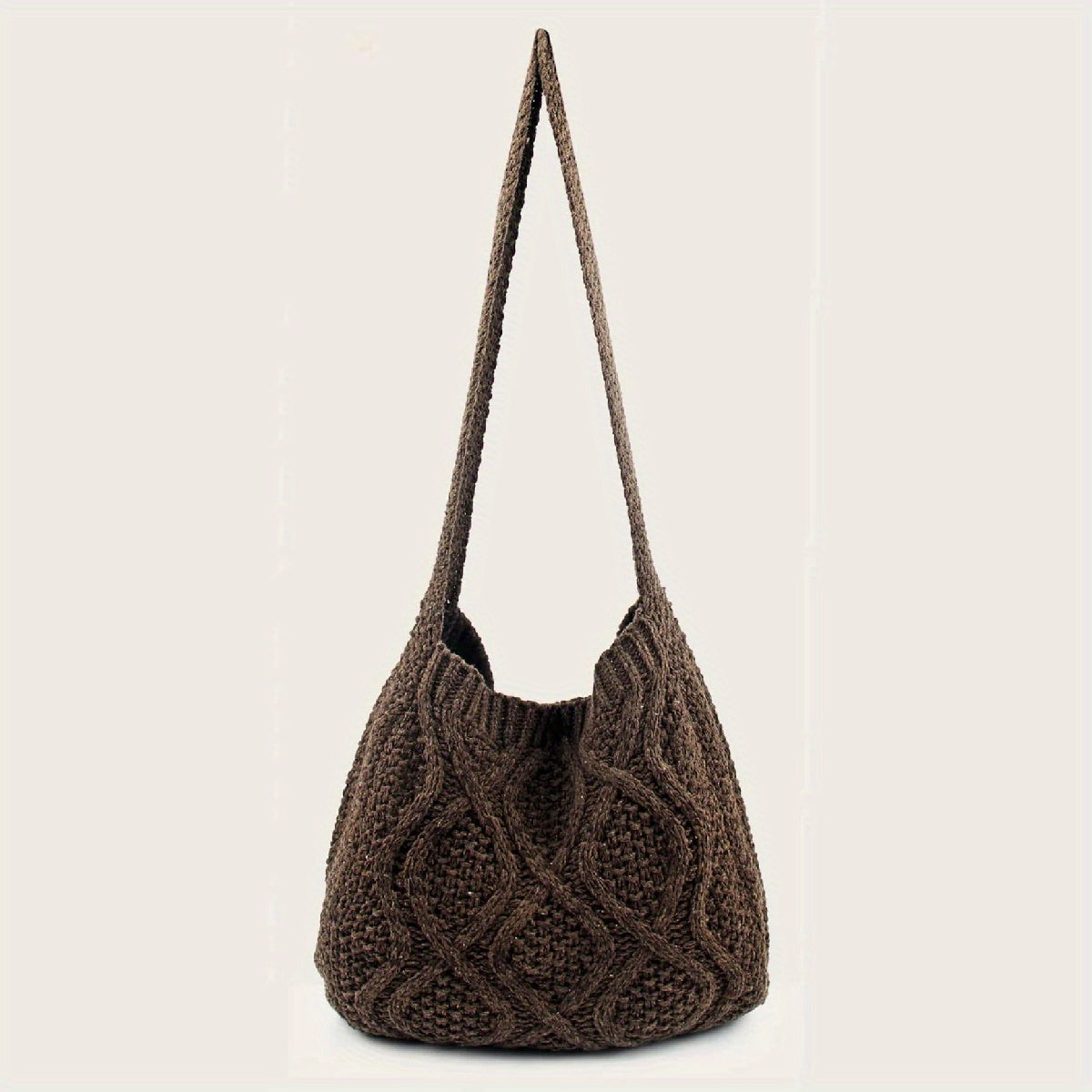 Large Capacity Literary Crochet Shoulder Bag, Women's Simple Woven Handbag for Shopping