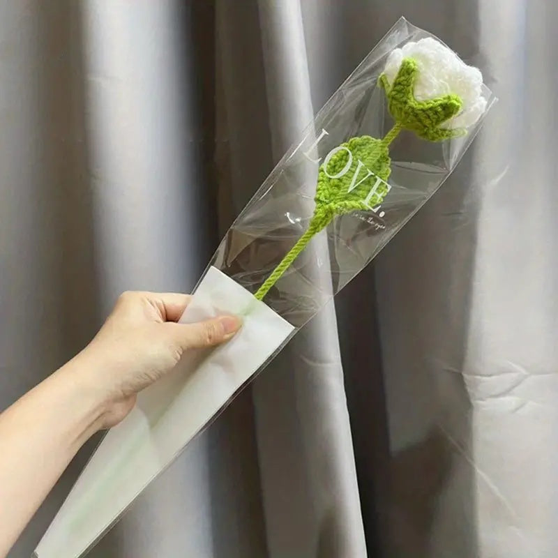 Lifelike Handmade 6-Pack Crochet Roses - Featherless, No Battery Required, Ideal for Valentine's, Mother'S Day & Birthday Gifts