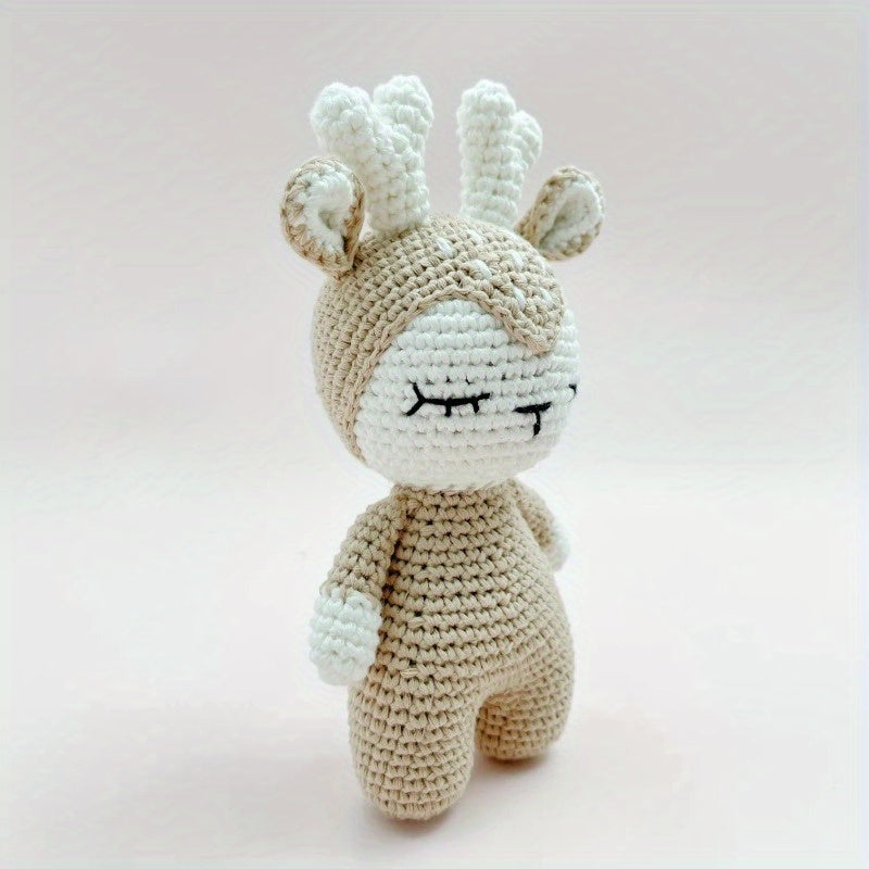 Handcrafted Eco-Friendly Fawn Plush Toy, Soft Crochet & Knitted Amigurumi for Babies