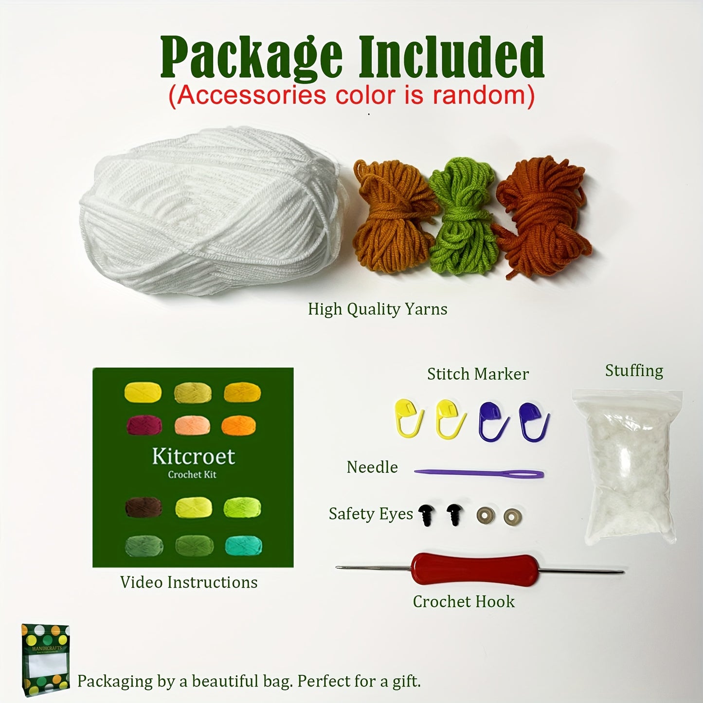 1set New Crochet Material Package Contains English Instruction Manual, Beginner Crochet Yarn Kit For Adults, Knitting Handmade Diy Cartoon Doll For Beginners
