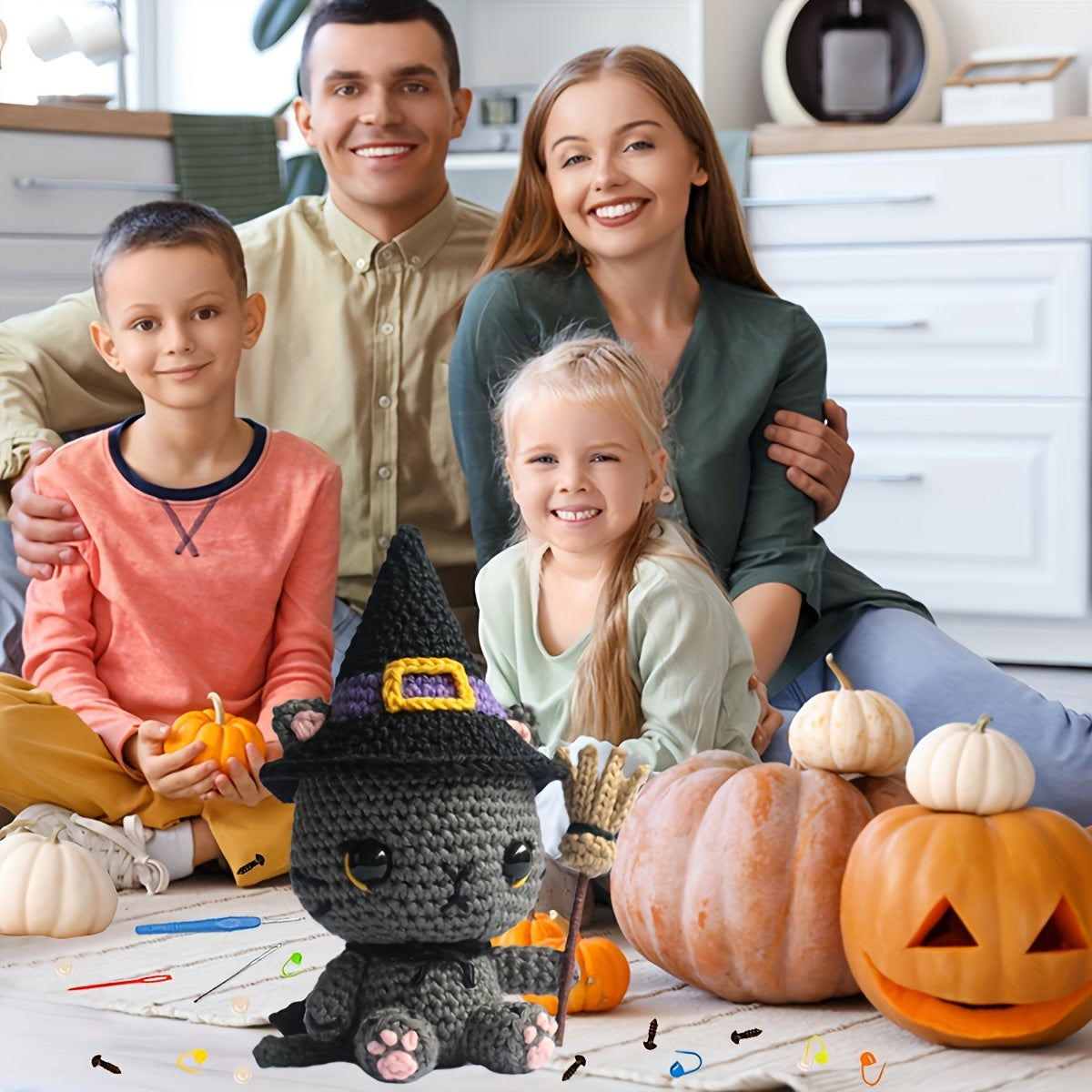 Diy Halloween Black Cat Crochet Kit - Perfect Party Gift, Includes Soft Yarn & Easy-To-Follow Tutorials For Keychain Crafting