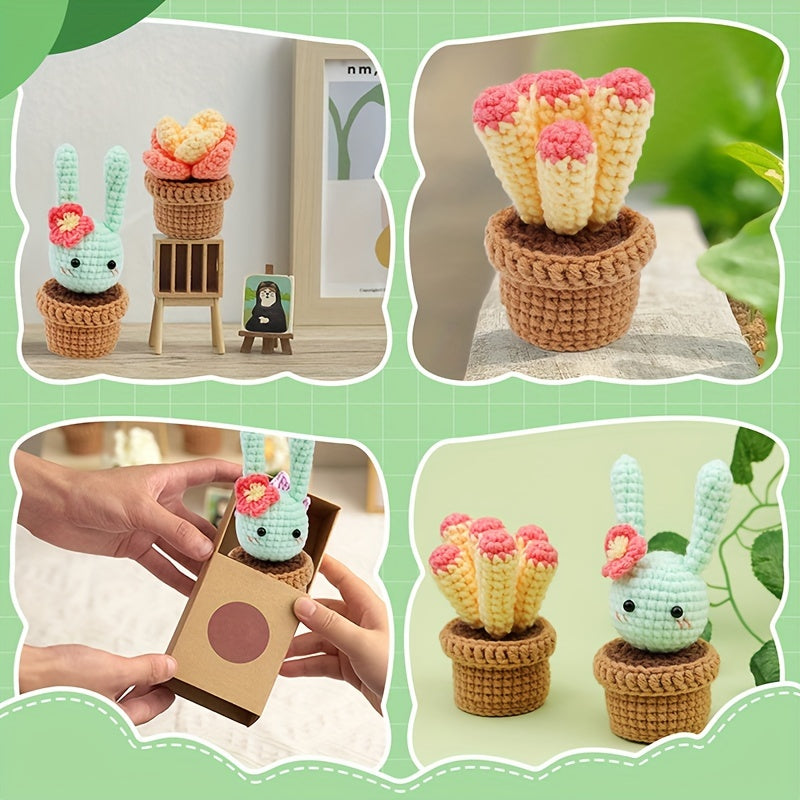 6pcs Mixed Crochet Starter Kit, Crochet Kit For Beginners, Beginner Crochet Kit For Adults, With Crochet Hooks, Yarn, Polyester Fiber, Stitch Markers, Plastic Eyes And Instructions