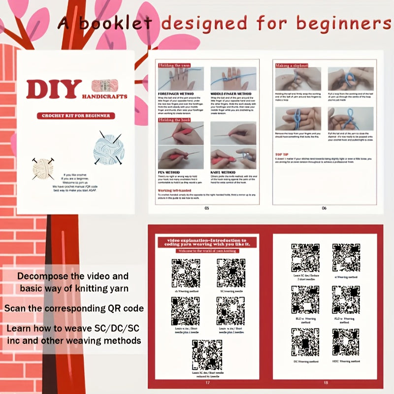 7pcs Crochet Kit for Beginners - Animal Designs with Crochet Hooks, Yarn, Step-by-Step Instructions & Video - Perfect for DIY Crafts, All-Season Use, Includes Turtle, Owl, Panda, and More, Crochet Supplies, Beginner Crafting,