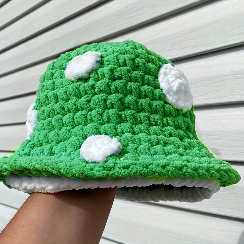Handmade Crochet Mushroom Beanie Hat - Cozy Winter Bucket Hat For Babies