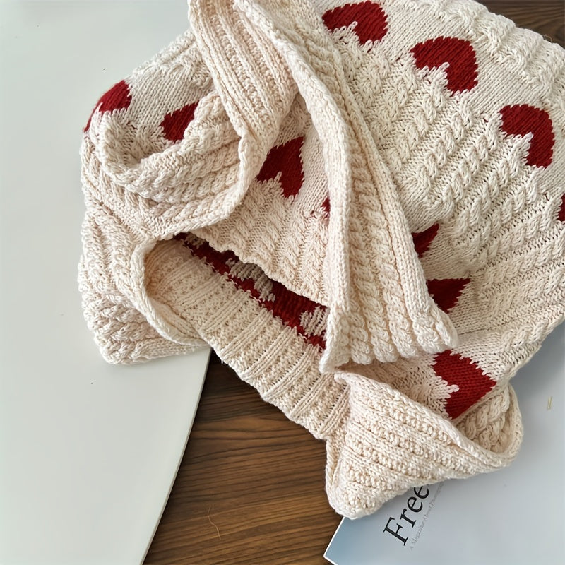 Vibrant Geometric Heart Pattern Tote Bag - Durable, Casual, and Fashionable Shoulder Bag with Knitted and Crochet Details - Ideal Valentine's Day Gift and Fashion Accessory for Daily Use