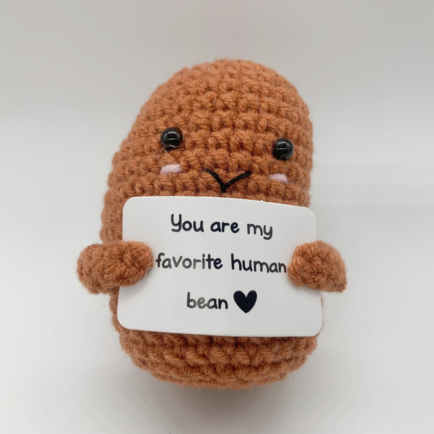 1pcs, Positive Bean, Positive Affirmation Gifts, Crochet Positive Bean, Funny Unique Crochet Plush Gift, Birthday Gifts You Are My Favorite Human Bean! (Without Box) Christmas, Halloween Gift