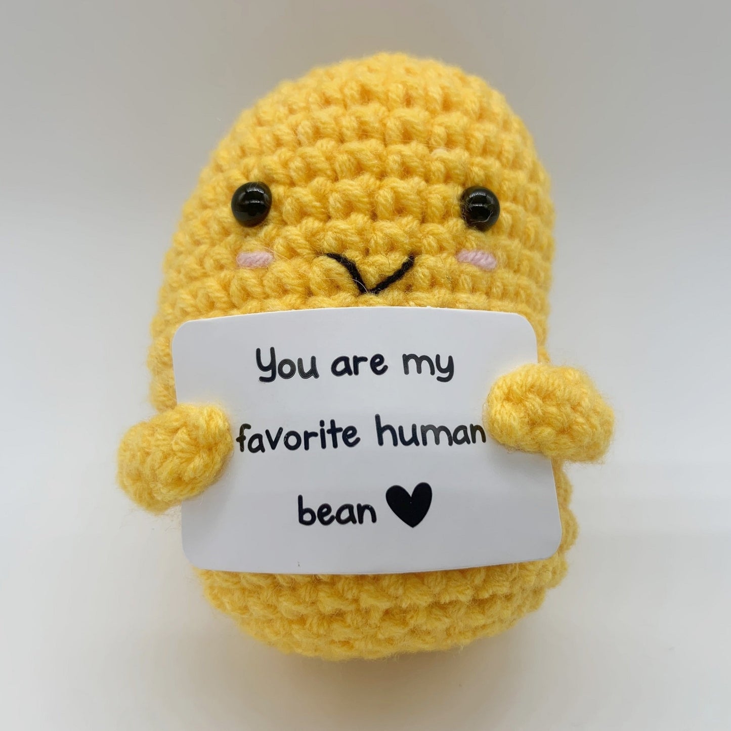 1pcs, Positive Bean, Positive Affirmation Gifts, Crochet Positive Bean, Funny Unique Crochet Plush Gift, Birthday Gifts You Are My Favorite Human Bean! (Without Box) Christmas, Halloween Gift
