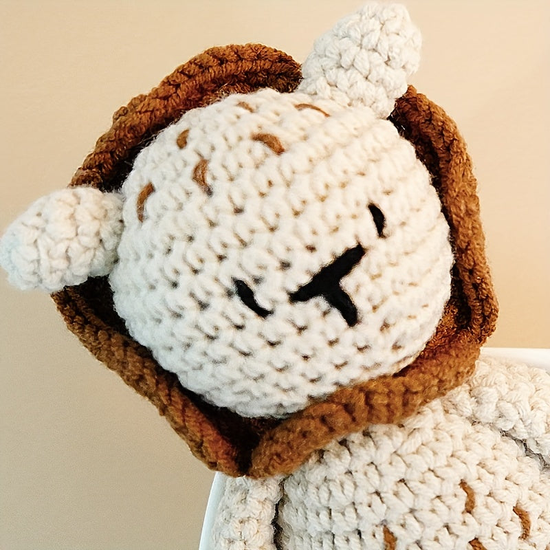 Handcrafted Crochet Animal Plush Toys - Elephant, Lion & Bunny - Soft Cotton Play Dolls in Khaki/Grey/White - Perfect Keepsake Gift