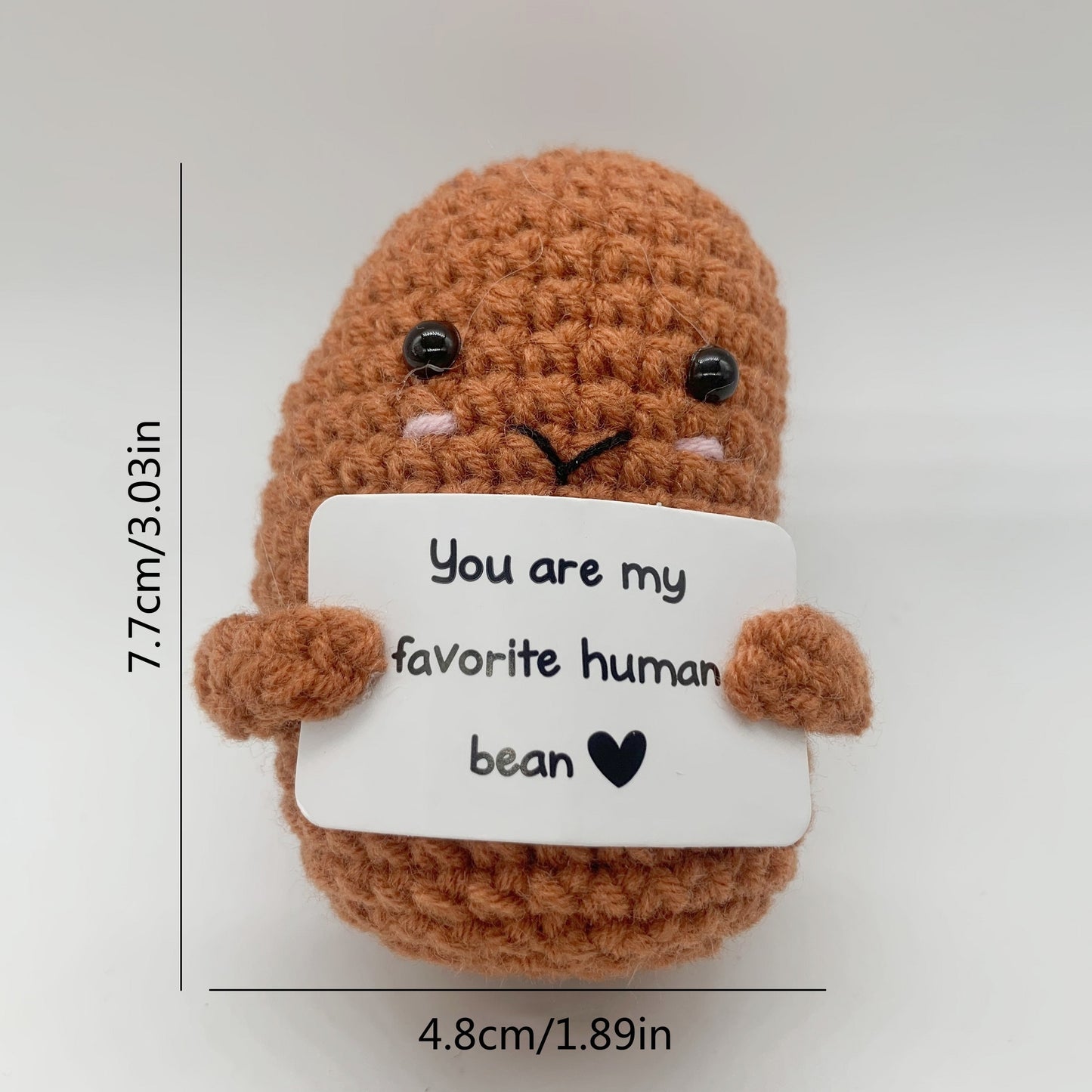 1pcs, Positive Bean, Positive Affirmation Gifts, Crochet Positive Bean, Funny Unique Crochet Plush Gift, Birthday Gifts You Are My Favorite Human Bean! (Without Box) Christmas, Halloween Gift