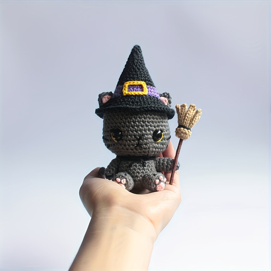 Diy Halloween Black Cat Crochet Kit - Perfect Party Gift, Includes Soft Yarn & Easy-To-Follow Tutorials For Keychain Crafting