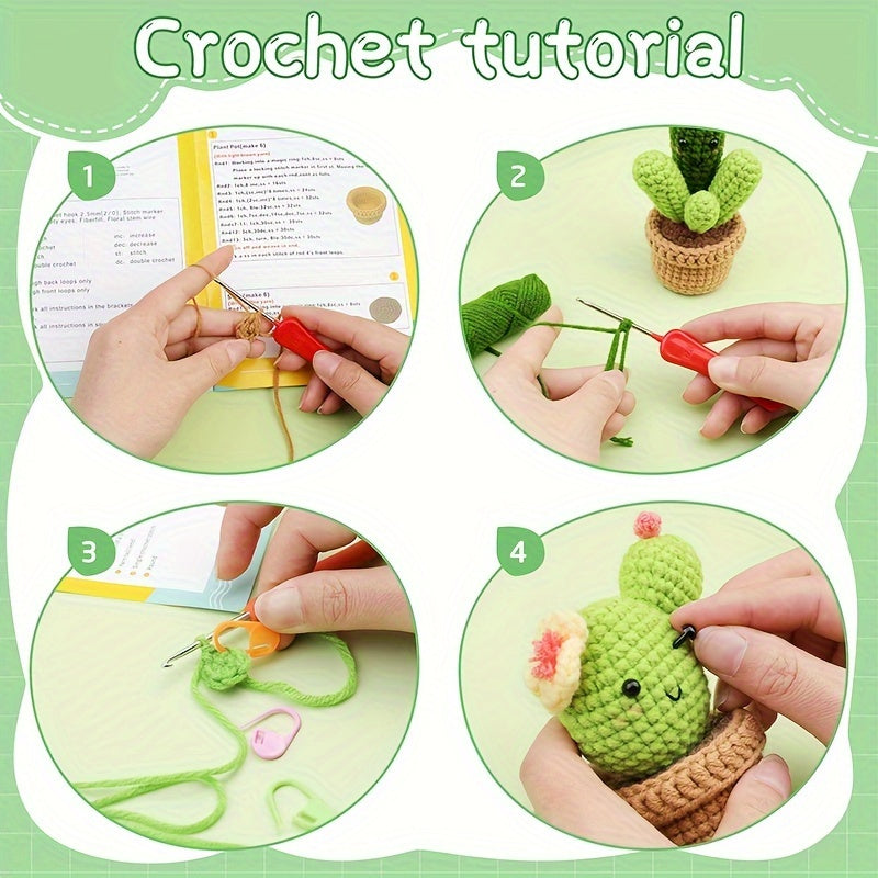 6pcs Mixed Crochet Starter Kit, Crochet Kit For Beginners, Beginner Crochet Kit For Adults, With Crochet Hooks, Yarn, Polyester Fiber, Stitch Markers, Plastic Eyes And Instructions