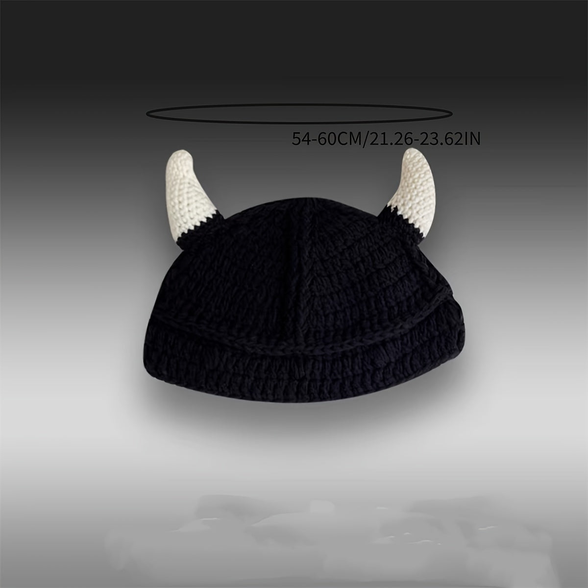 Gothic Cross Horns Crochet Beanie Black Red Color Block Ear Flap Hat Lightweight Warm Skull Cap Viking Beanies For Women Men Autumn & Winter