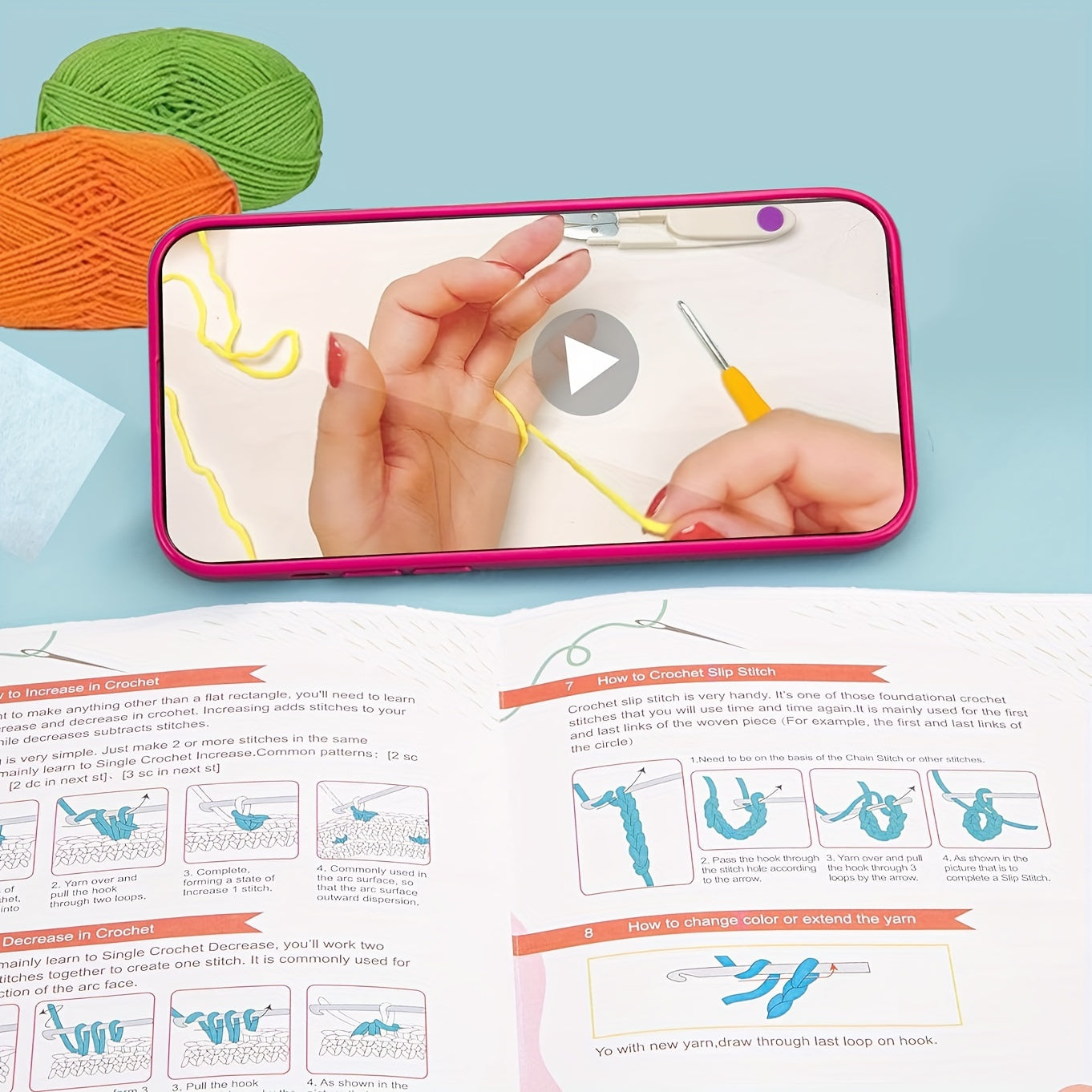 3pcs Halloween Pumpkin Crochet Kit for Beginners - Includes Easy No-Split Yarn, Step-by-Step Video Tutorials & Hook - Complete DIY Crafting Set