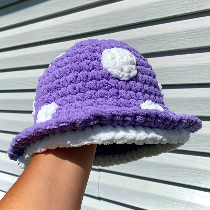 Handmade Crochet Mushroom Beanie Hat - Cozy Winter Bucket Hat For Babies