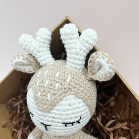 Handcrafted Eco-Friendly Fawn Plush Toy, Soft Crochet & Knitted Amigurumi for Babies