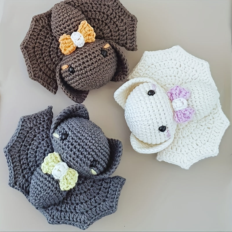 Halloween Bat Crochet Kit For Beginners - Complete Starter Set With Step-By-Step Video Tutorials, Diy Knitting Supplies In White, Gray & Brown, Cute Decorative Ornaments, Perfect Holiday Gift Craft Halloween Kits