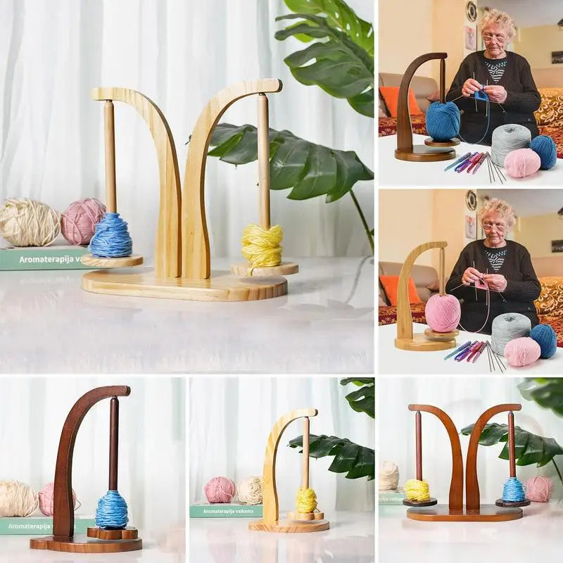 Yarn Holder for Knitting Rotating Magnetic Wooden Yarn Stand Space Saving Yarn Spinner with 320g Bearing Load Lightweight Yarn
