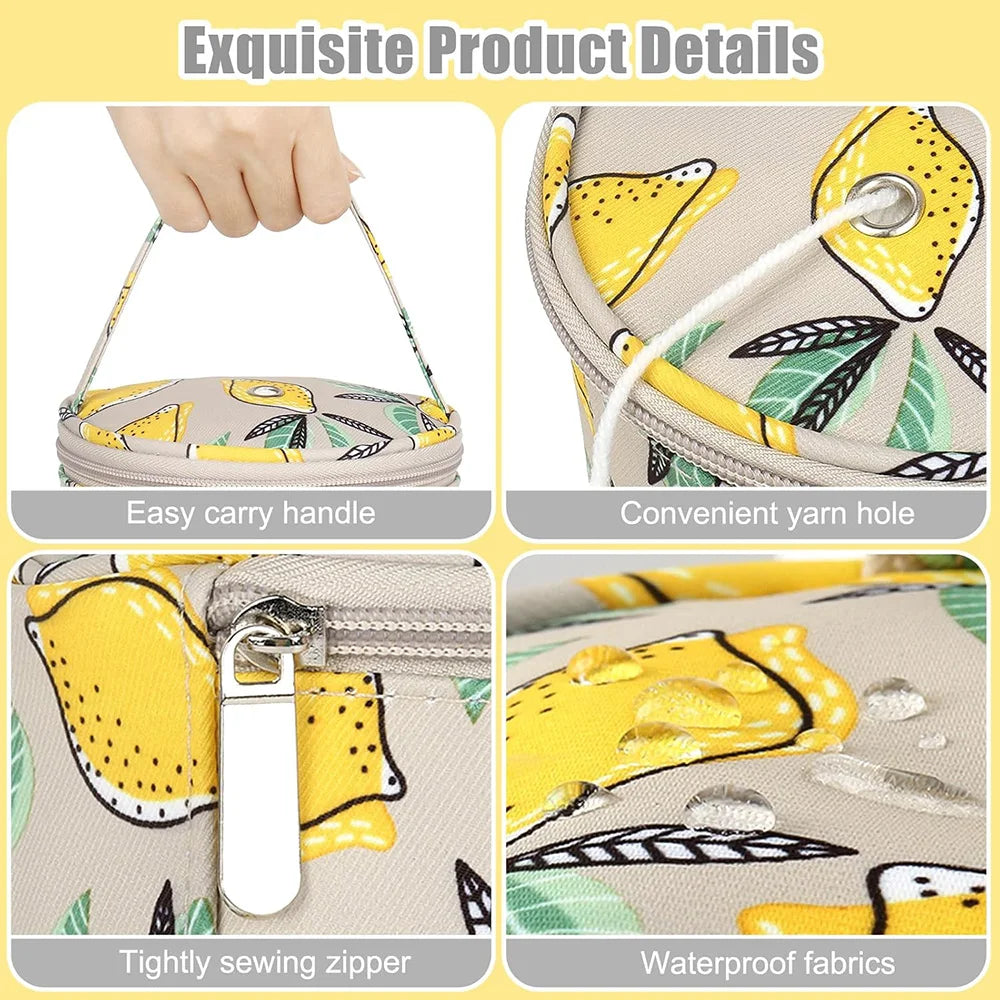 Small Yarn Bag With Holes,Portable Knitted Wool Yarn Storage Case,Crochet Thread Sewing Accessories Perfect for Travel,Beginner