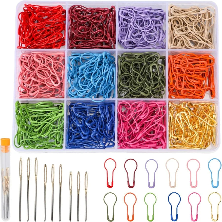 MIUSIE Stitch Markers 300/600pcs Crochet Markers Metal Stitch Markers for Knitting and Crocheting, Safety Pins for Fabric