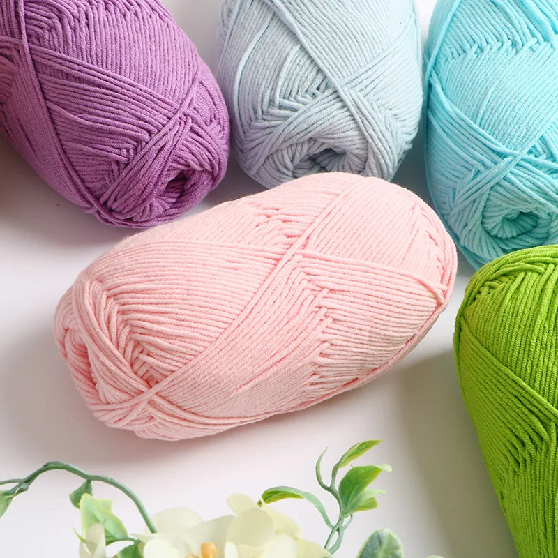 40-50g/Set 4ply Milk Cotton(80%) Knitting Yarn Needlework Dyed Lanas For Crochet Craft Sweater Hat Dolls At Low Price