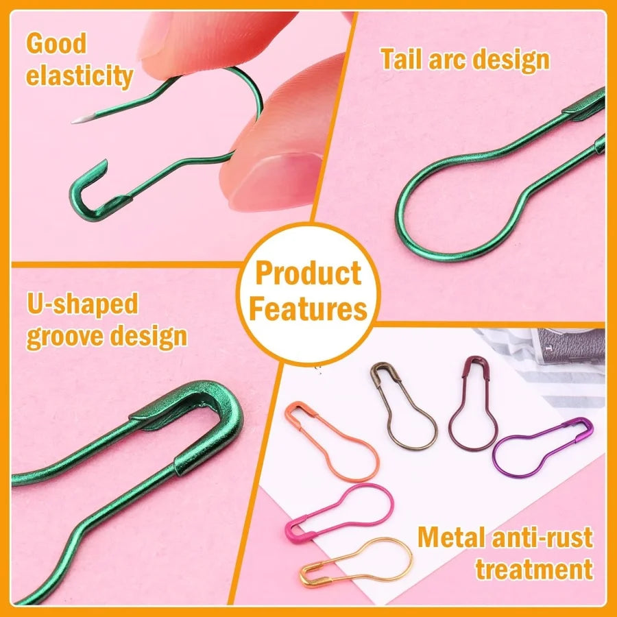 MIUSIE Stitch Markers 300/600pcs Crochet Markers Metal Stitch Markers for Knitting and Crocheting, Safety Pins for Fabric