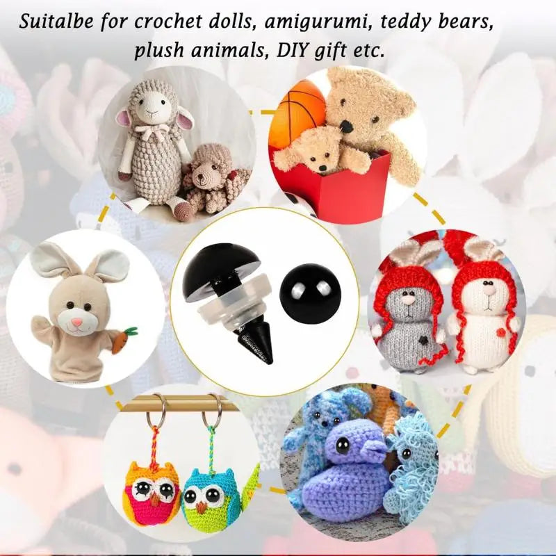 Wholesale 500PCS 5/6/7/8/9/10/12/14/16/18mm Plastic Safety Eyes For Toys Diy Mix Size Crochet Animal Eye Doll toys Accessories