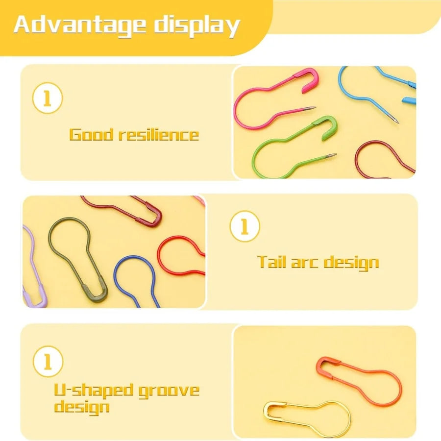 MIUSIE Stitch Markers 300/600pcs Crochet Markers Metal Stitch Markers for Knitting and Crocheting, Safety Pins for Fabric