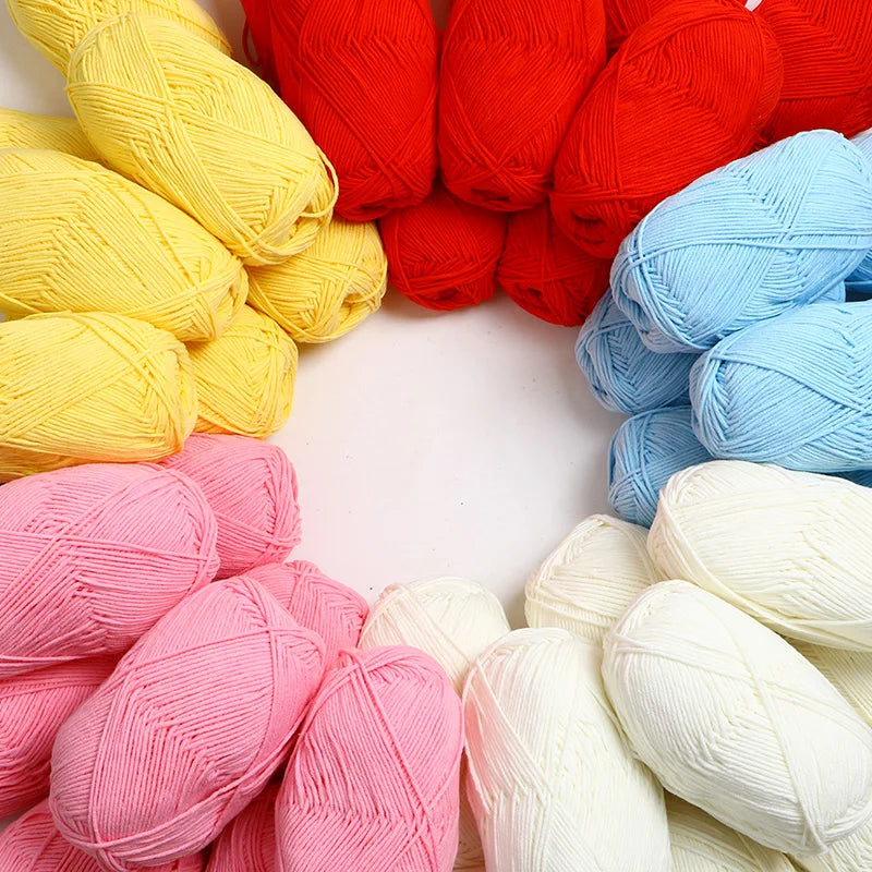 40-50g/Set 4ply Milk Cotton(80%) Knitting Yarn Needlework Dyed Lanas For Crochet Craft Sweater Hat Dolls At Low Price