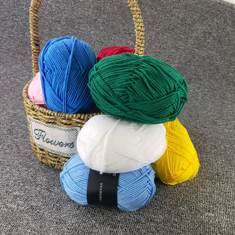 40-50g/Set 4ply Milk Cotton(80%) Knitting Yarn Needlework Dyed Lanas For Crochet Craft Sweater Hat Dolls At Low Price
