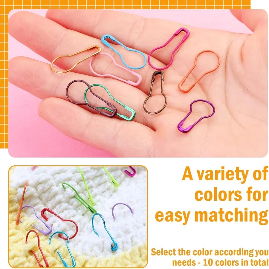 MIUSIE Stitch Markers 300/600pcs Crochet Markers Metal Stitch Markers for Knitting and Crocheting, Safety Pins for Fabric