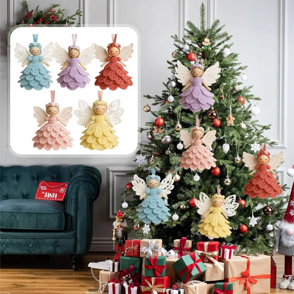 DIY Crochet Angel Ornament Kit Christmas Tree Decor Handmade Holiday Craft with Soft Yarn Step by Step Instructions