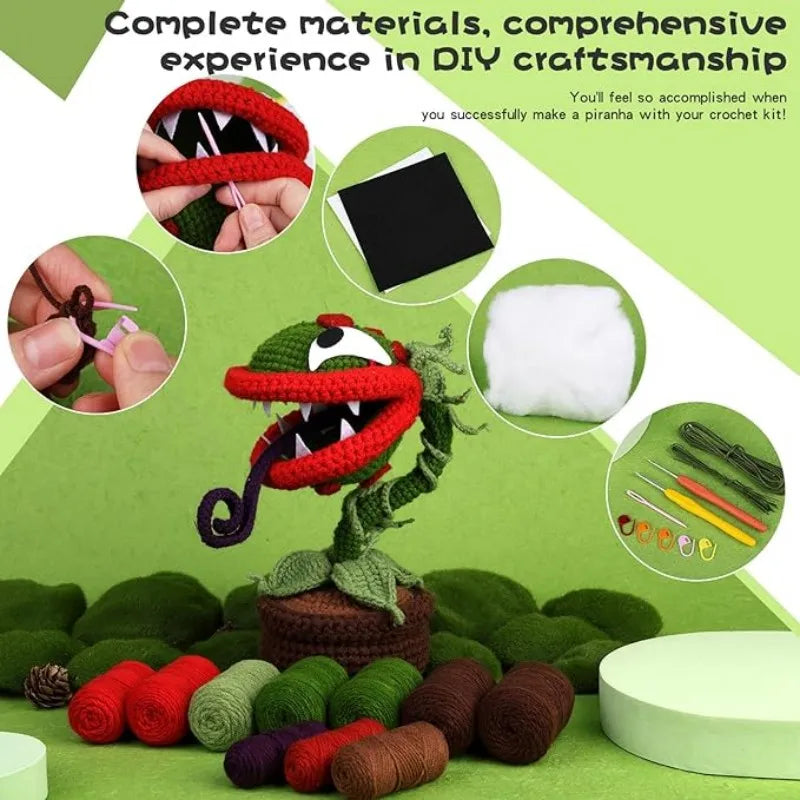 MIUSIE Creative Flower Crochet Kit With Yarn Hand Knitting Christmas Halloween DIY Craft Crochet Material Package With Tutorials