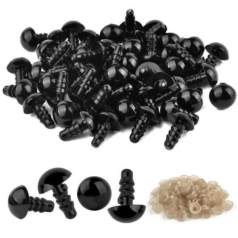 50/100pcs 5-20mm Safety Eyes Eyeball Black Plastic Doll Accessories  For Toys Amigurumi Diy Kit Crafts Eyes Animal Doll Decor
