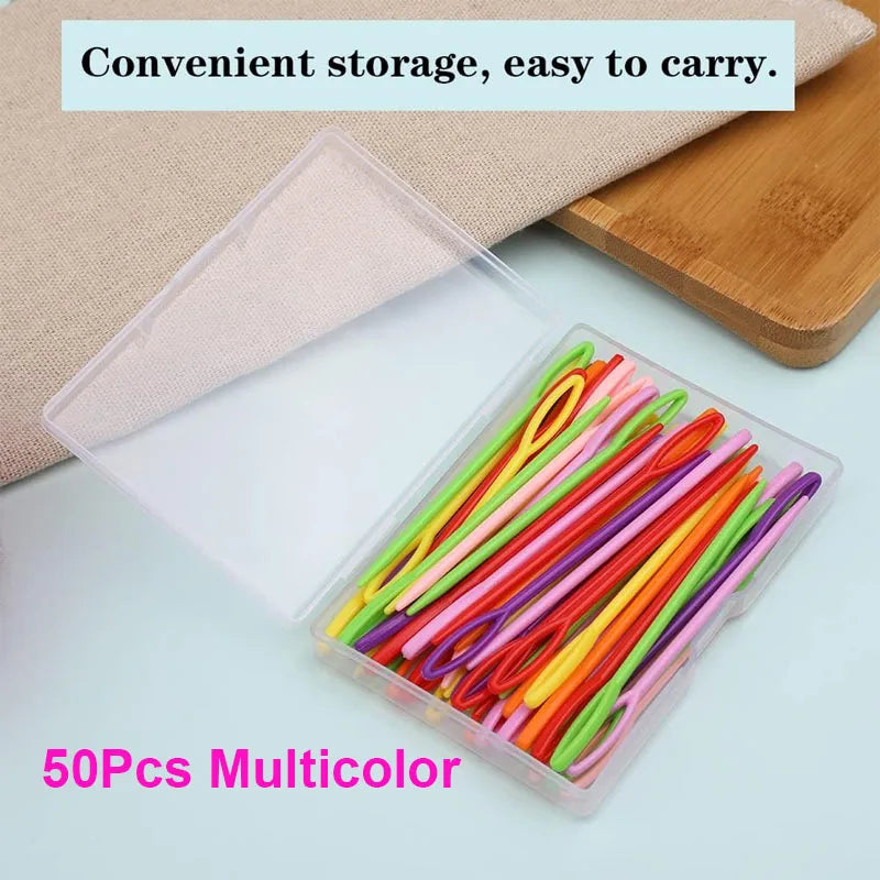 50Pcs Plastic Sewing Needles Large Eye Yarn Lacing Weaving Needles Embroidery Safety Needles for Kids DIY Sewing Handmade Crafts
