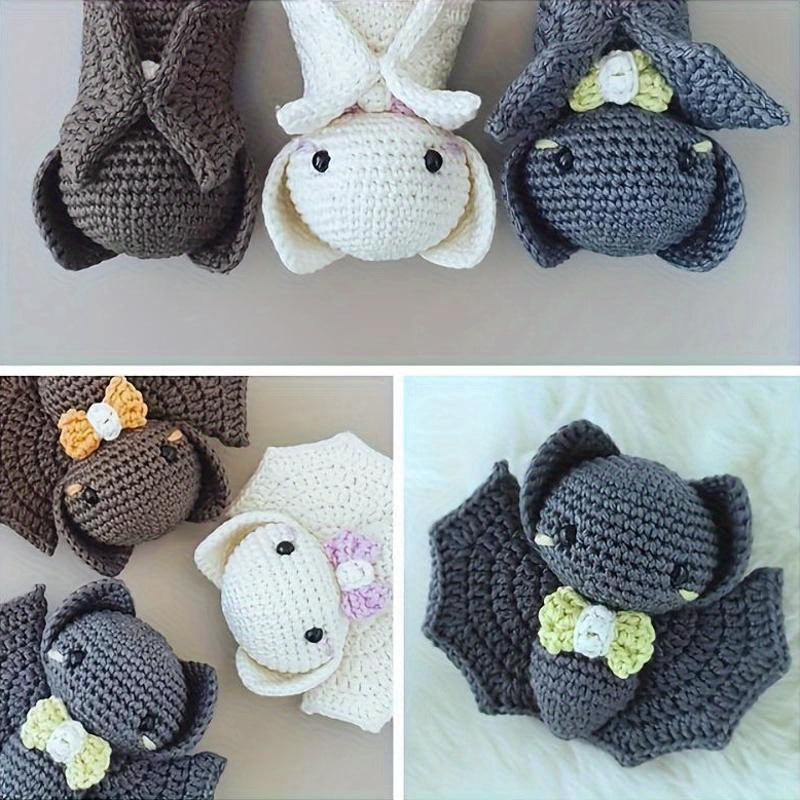 Halloween Bat Crochet Kit For Beginners - Complete Starter Set With Step-By-Step Video Tutorials, Diy Knitting Supplies In White, Gray & Brown, Cute Decorative Ornaments, Perfect Holiday Gift Craft Halloween Kits