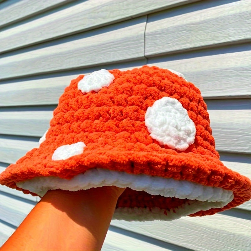 Handmade Crochet Mushroom Beanie Hat - Cozy Winter Bucket Hat For Babies