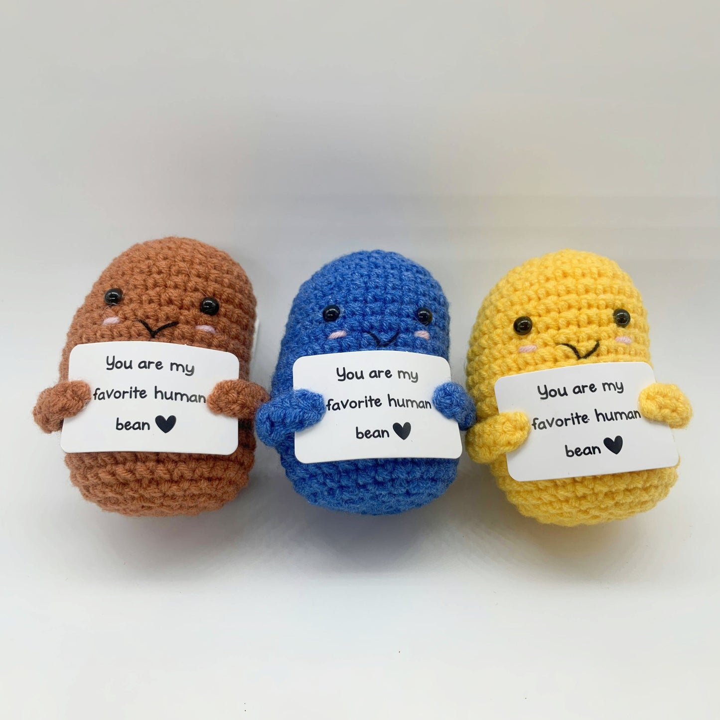 1pcs, Positive Bean, Positive Affirmation Gifts, Crochet Positive Bean, Funny Unique Crochet Plush Gift, Birthday Gifts You Are My Favorite Human Bean! (Without Box) Christmas, Halloween Gift