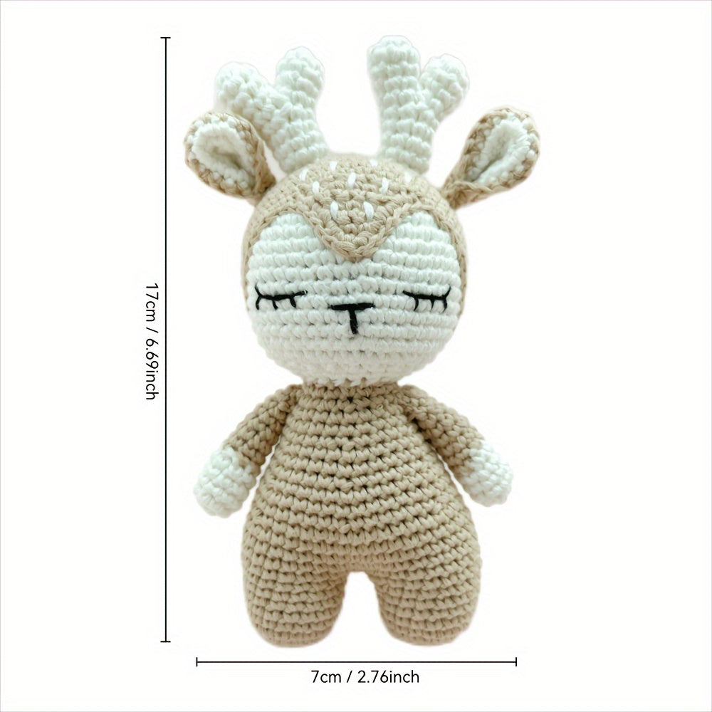 Handcrafted Eco-Friendly Fawn Plush Toy, Soft Crochet & Knitted Amigurumi for Babies