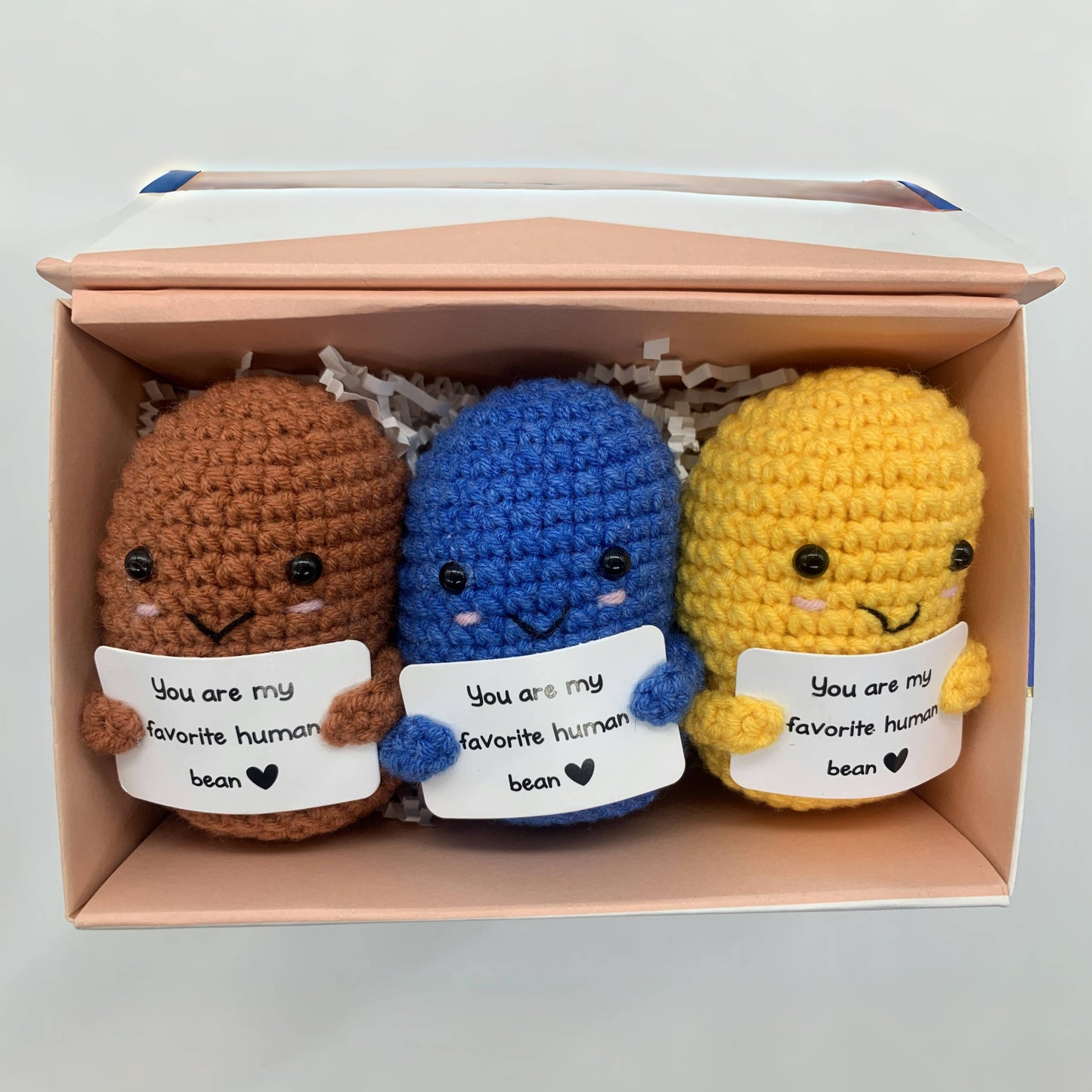 1pcs, Positive Bean, Positive Affirmation Gifts, Crochet Positive Bean, Funny Unique Crochet Plush Gift, Birthday Gifts You Are My Favorite Human Bean! (Without Box) Christmas, Halloween Gift