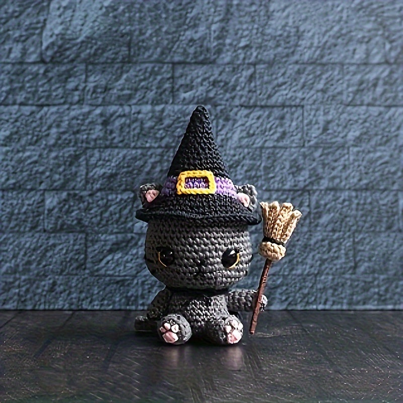 Diy Halloween Black Cat Crochet Kit - Perfect Party Gift, Includes Soft Yarn & Easy-To-Follow Tutorials For Keychain Crafting