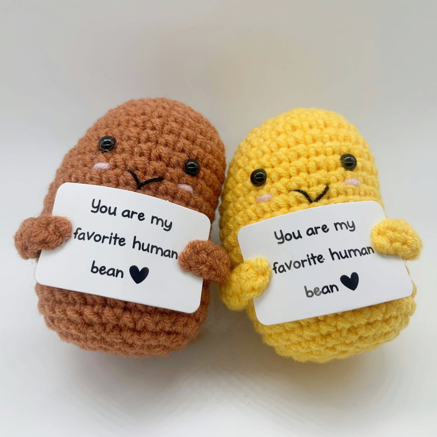 1pcs, Positive Bean, Positive Affirmation Gifts, Crochet Positive Bean, Funny Unique Crochet Plush Gift, Birthday Gifts You Are My Favorite Human Bean! (Without Box) Christmas, Halloween Gift